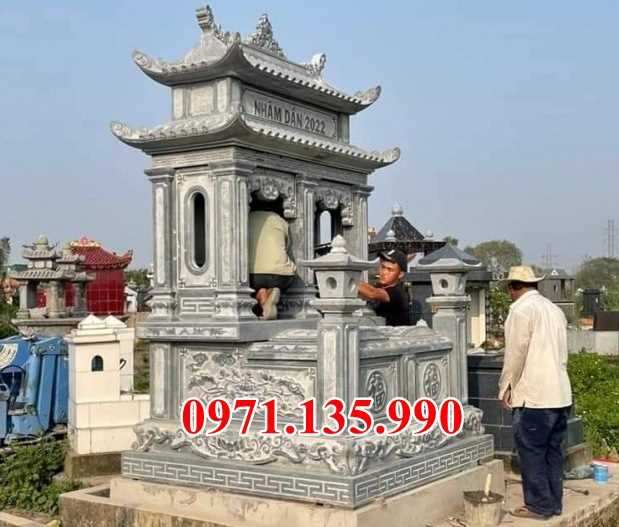 Mộ đá song thân - Mẫu mộ phu thê bằng đá đơn giản đẹp bán Đồng Tháp
